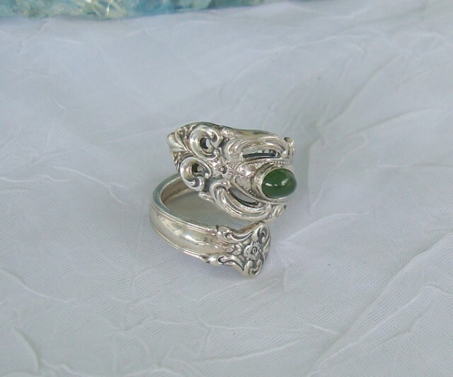 アクセサリー 1973 Jade Grand Duchess Towle Vintage 1973 Jade Grand Duchess Towle Vintage Sterling Spoon Ring