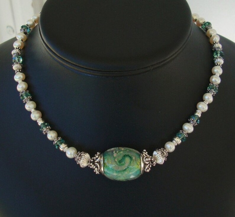 Tourbillonnantes mers Murano cristal collier de perles et boucles doreilles dmfsparkles image 2