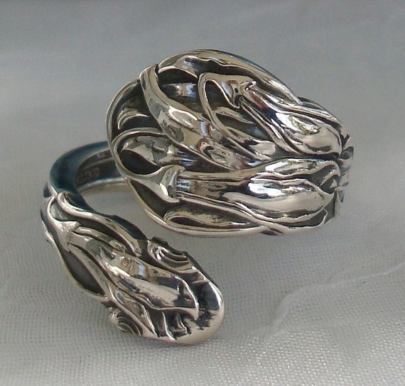 Flowers Gorham Vintage Sterling Silver Spoon Ring… - image 1