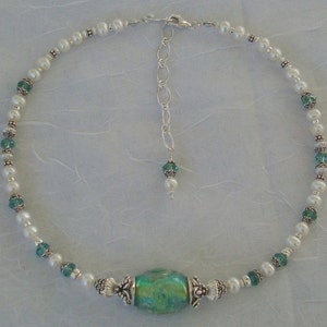 Tourbillonnantes mers Murano cristal collier de perles et boucles doreilles dmfsparkles image 1