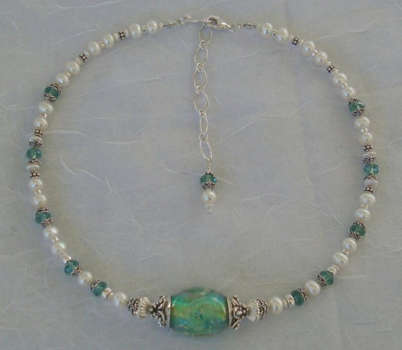 Tourbillonnantes mers Murano cristal collier de perles et boucles doreilles dmfsparkles image 1