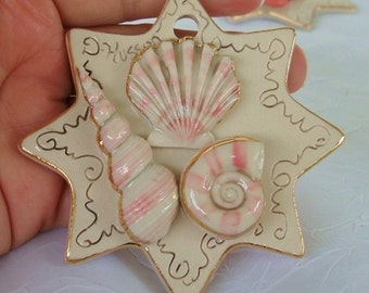 Porcelain Home Decor Nautical Ornament    Seashells    dmfsparkles