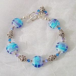 Whimisical Wheels Lampwork Sterling Crystal Bracelet dmfsparkles image 2