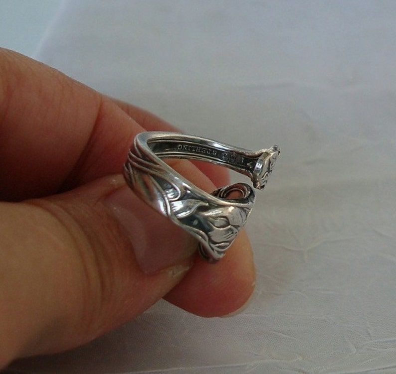 Cabbage Rose Gorham Vintage Sterling Spoon Ring dmfsparkles image 4