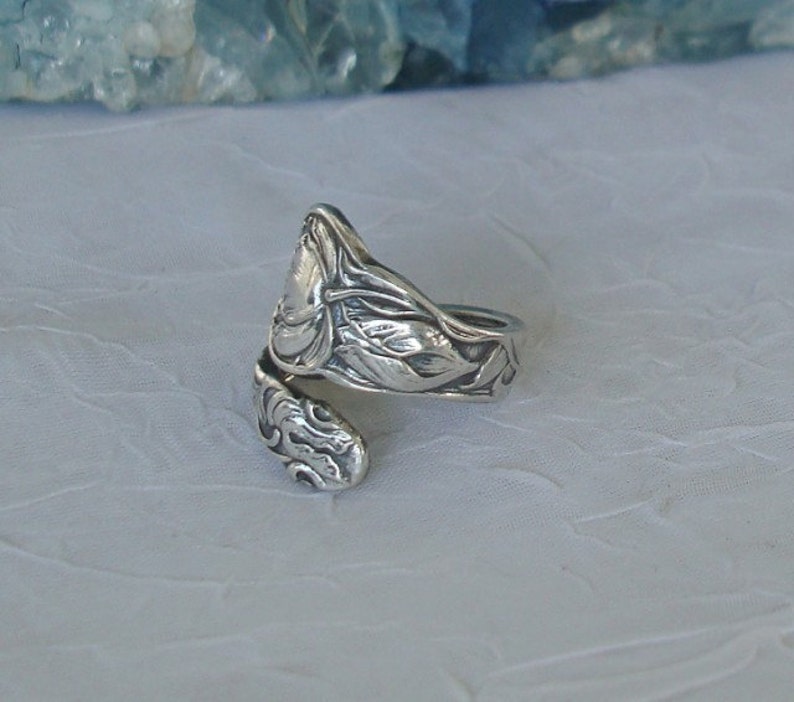 Cabbage Rose Gorham Vintage Sterling Spoon Ring dmfsparkles image 3