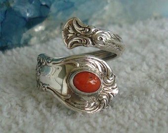 Vintage Carnelian Stone Towle Sterling Spoon Ring Old Master dmfsparkles