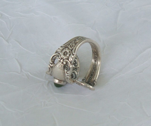 アクセサリー 1973 Jade Grand Duchess Towle Vintage 1973 Jade Grand Duchess Towle Vintage Sterling Spoon Ring