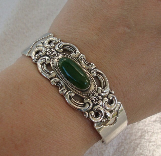 1973 Jade Grand Duchess Towle Vintage Sterling Spoon Ring