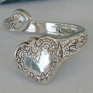 SMALL RARE Heart Vintage Wallace Sterling Spoon Ring dmfsparkles image 1