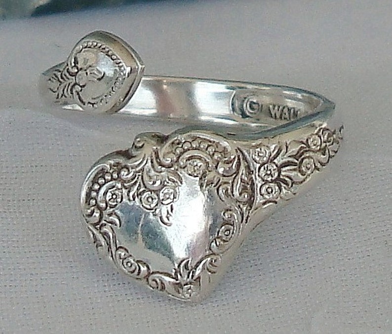 SMALL RARE Heart Vintage Wallace Sterling Spoon Ring dmfsparkles image 1