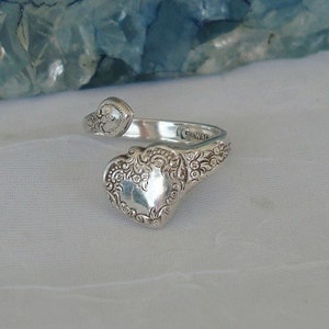 SMALL RARE Heart Vintage Wallace Sterling Spoon Ring dmfsparkles image 2