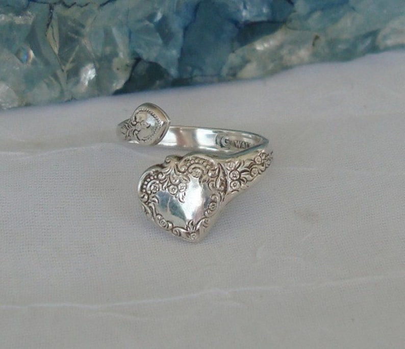 SMALL RARE Heart Vintage Wallace Sterling Spoon Ring dmfsparkles image 2