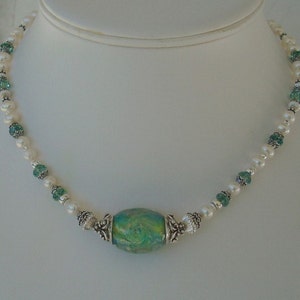 Tourbillonnantes mers Murano cristal collier de perles et boucles doreilles dmfsparkles image 3