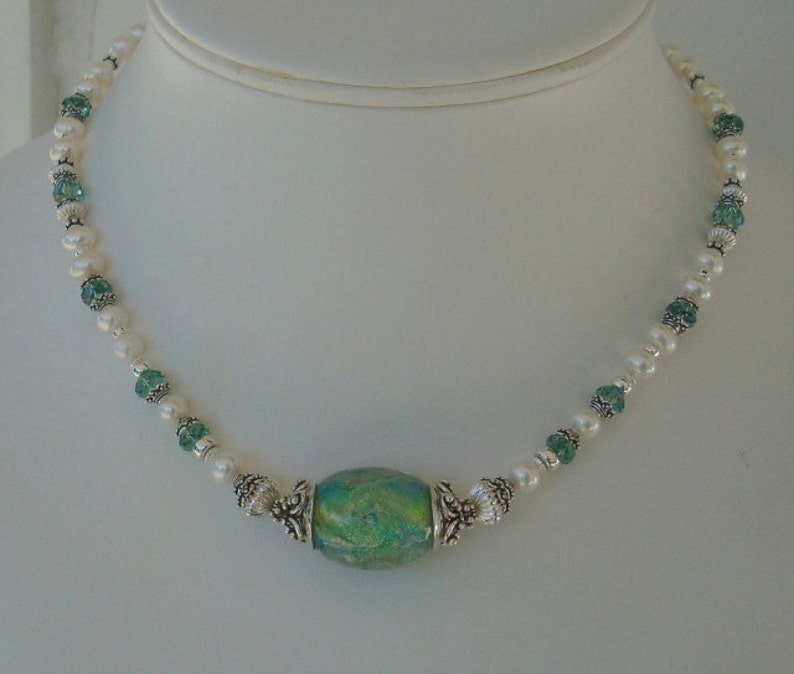 Tourbillonnantes mers Murano cristal collier de perles et boucles doreilles dmfsparkles image 3