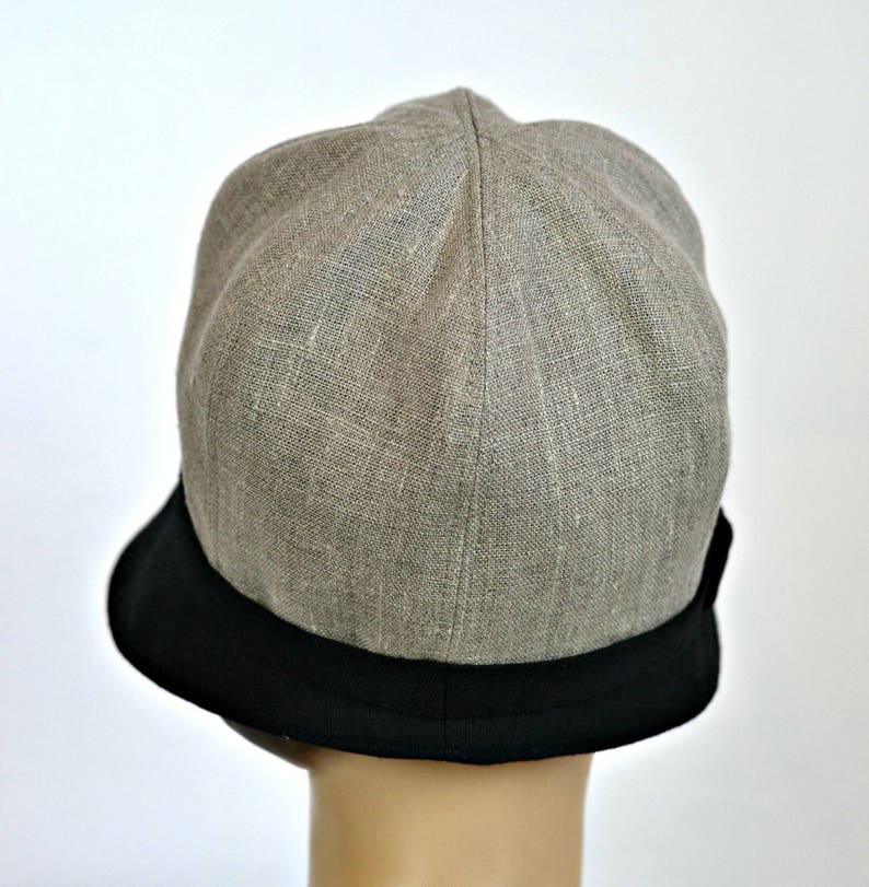 Linen Cloche Hat in Taupe and Black 1920s Cloche - Etsy