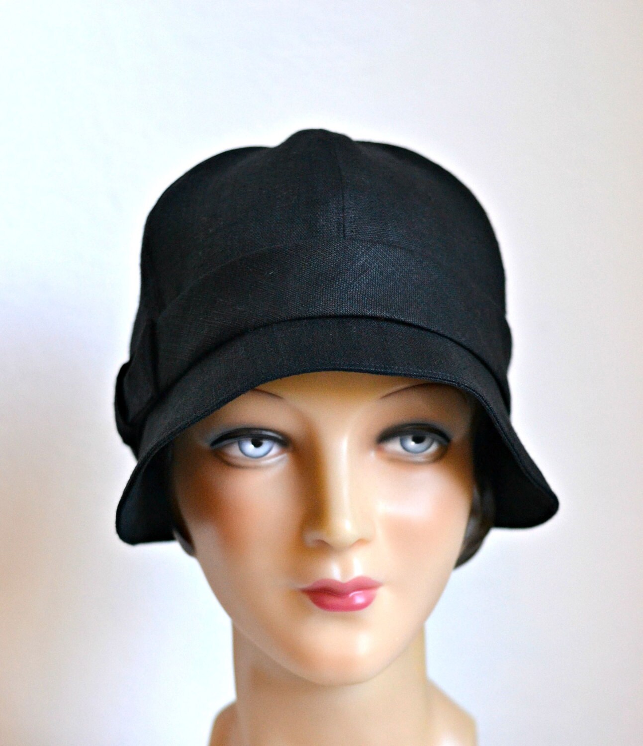 Black Linen Cloche Hat With Bow 1920s Cloche Hat - Etsy