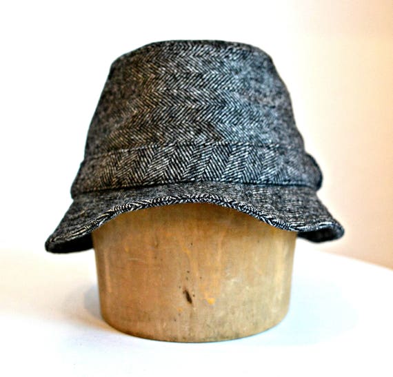 Irish Walking Hat in Black and White Herringbone Wool Size | Etsy
