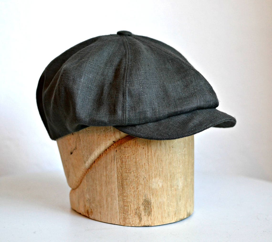 Men's Newsboy Cap in Dark Gray Linen Newsboy Hat Linen Etsy