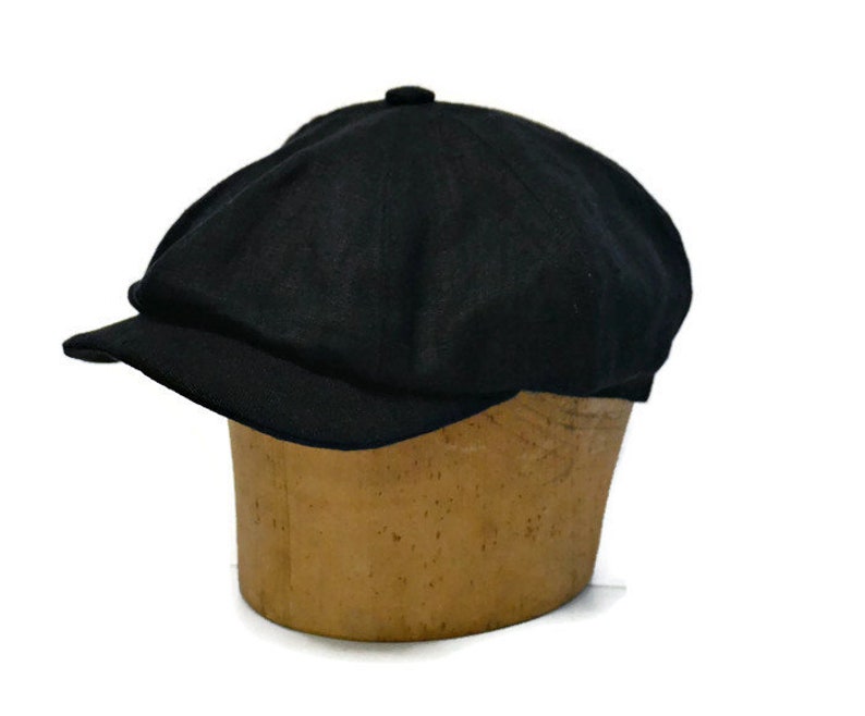 Men's Newsboy Cap in Black Linen Newsboy Hat Black Etsy