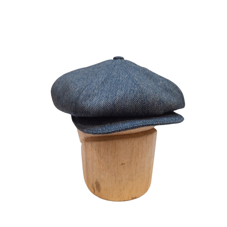 Men's Newsboy Hat in Vintage Blue and shops White Wool - Size 23