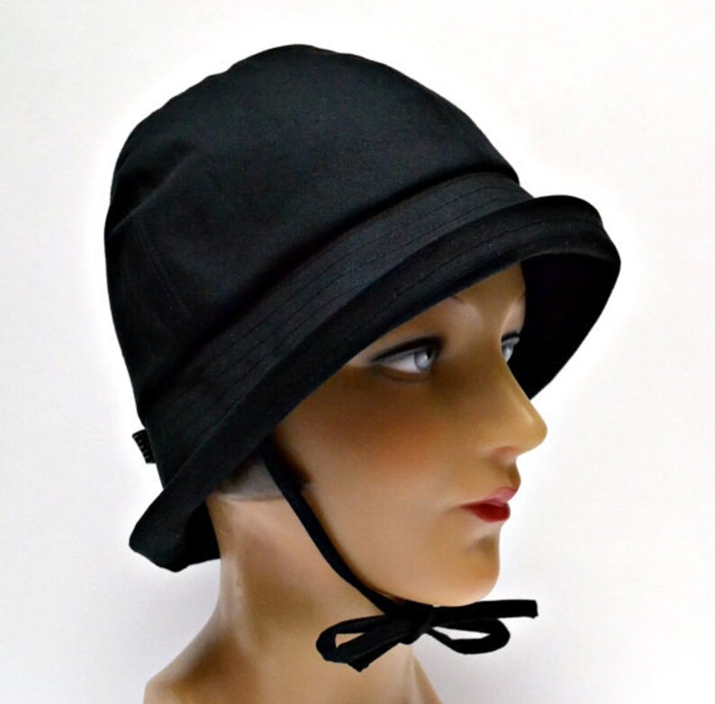 Rain Hat Women's Rain Hat in Black Waxed Canvas Retro Etsy