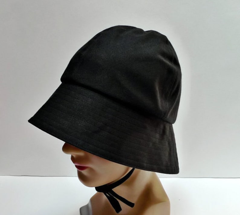 Rain Hat Women's Rain Hat in Black Waxed Canvas Retro Etsy