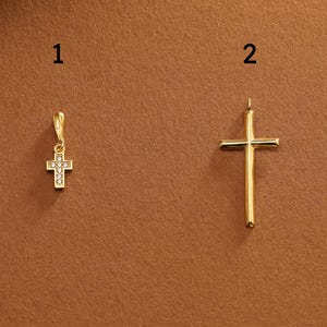 14K Solid Gold Cross Pendants for Necklace • Small Cross Pendant For Chain •  Religious Charms for Jewelry Making • Gift For Catholic Girls