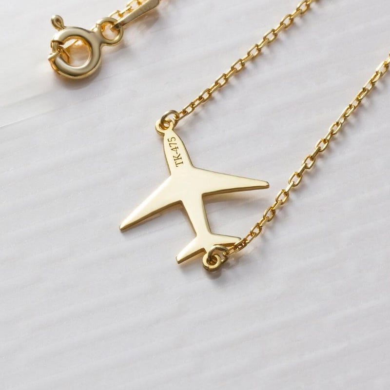 Dainty Airplane Pendant Necklace - Simple Travel Jewelry For Women - View #3