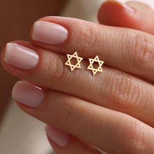 14K Gold Star of David Stud Earrings • Real Solid Gold Magen David Earrings • Judaica Gift Jewelry For Women • Tiny Jewish Star Jewelry