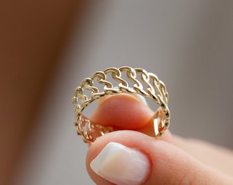 14K Solid Gold Braided Ring • Braid Band Ring for Women • Real Gold Braided Wedding Band • Stackable Ring • Handmade Jewelry • Gift for Her