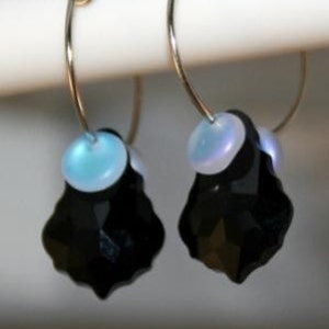 Baroque Black Crystal Hooped earrings image 5