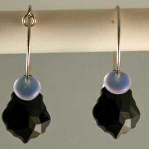 Baroque Black Crystal Hooped earrings image 2