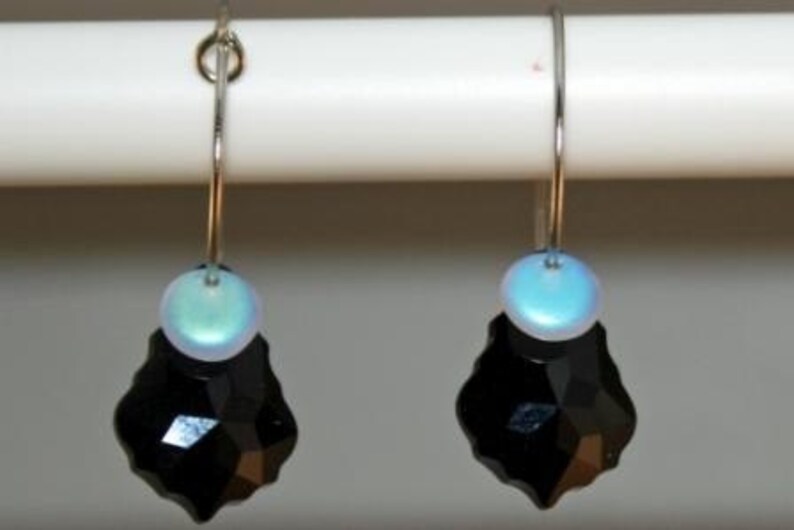 Baroque Black Crystal Hooped earrings image 1