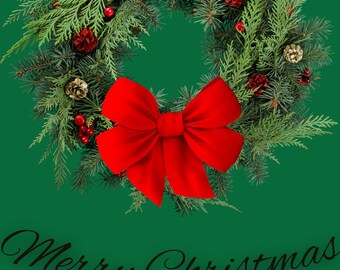 Feliz Navidad: paquete clásico de descargas de arte digital imprimible en verde y rojo