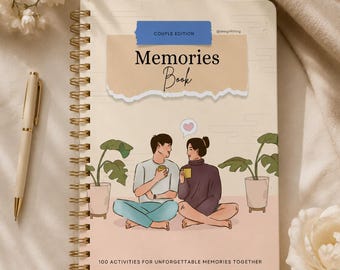Couple Memories Journal with 100 Activities Date Ideas Printable Fun Adventurous Romantic Anniversary Gift
