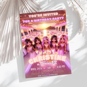Roblox Swim Party Invitation: Editable Canva Template (Digital)