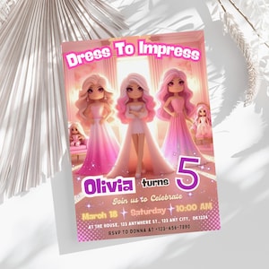 Roblox Dress to Impress Birthday Invitation: Glam Fashion Party (Canva Template, Digital Download)