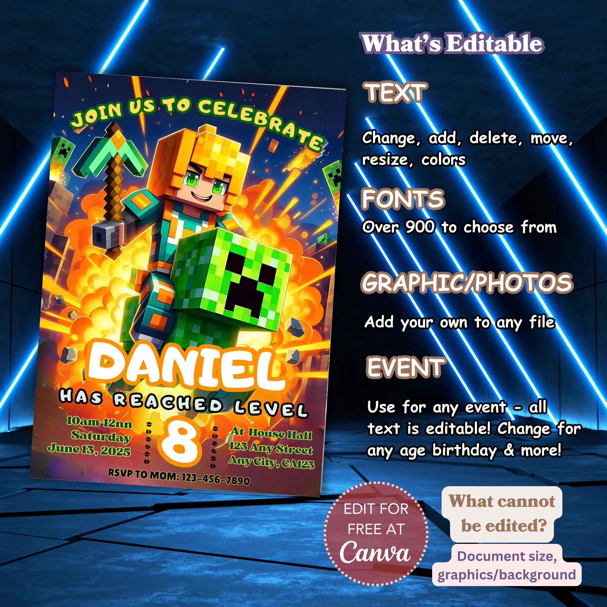 Creeper Pixel Power Invitation