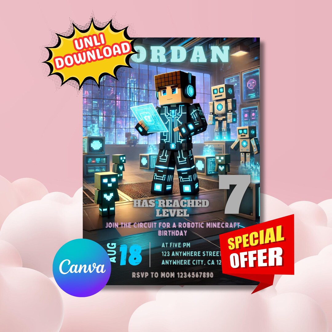 Minecraft Invite Code Playstation Minecraft Birthday Invitation, Gamer Party, Editable Digital Invite - Etsy