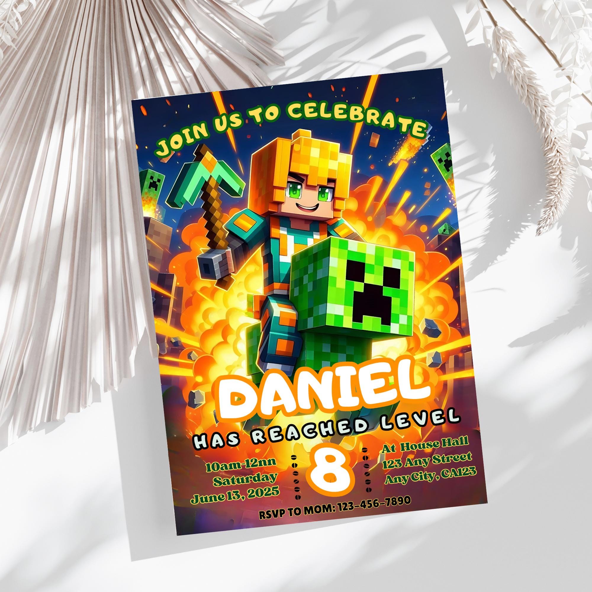 Creeper Pixel Power Invitation