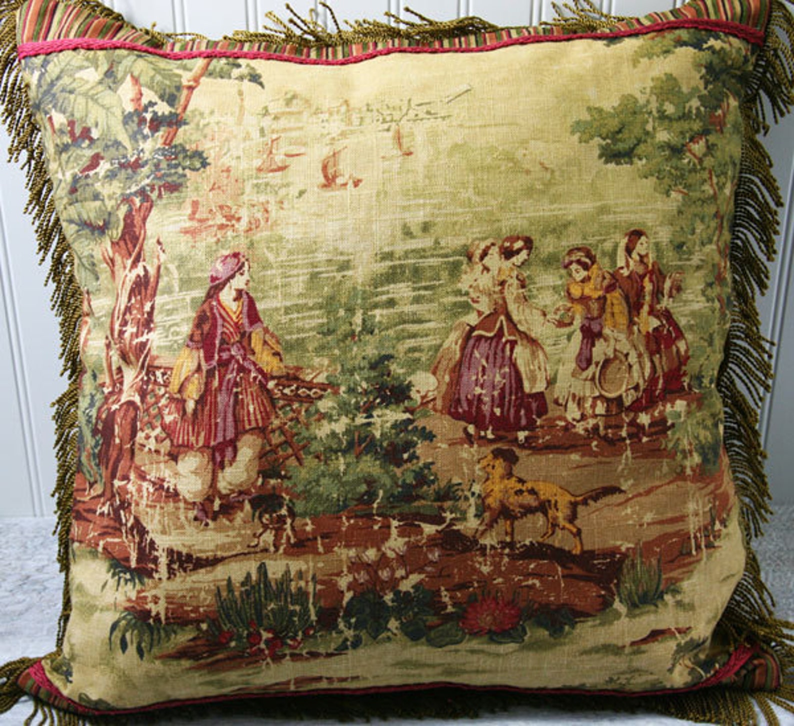 French Country Toile Pillow Decorative Pillow Cover Cushion Etsy