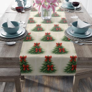 Christmas Tree Table Runner: Rustic Farmhouse Holiday Decor