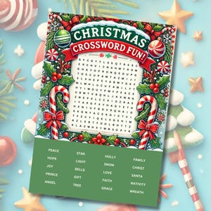 Christmas Word Search Puzzle Printable Fun Holiday Activity for Kids and Families Instant Download Activity Sheet Christmas Page Digital