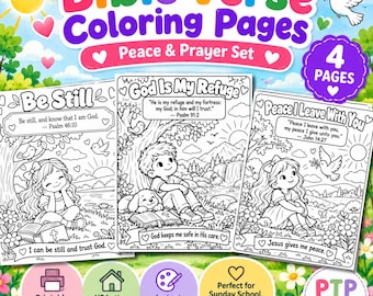 Bible Verse Coloring Pages for Kids Christian Coloring Pages Peace & Prayer Sunday School Printable PDF Christian Scripture Activity Pages