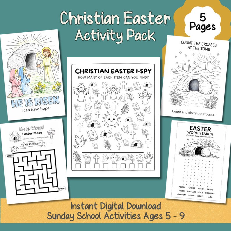 Christian Easter Activity Pack Printable for Kids Ages 5–9 Sunday ...