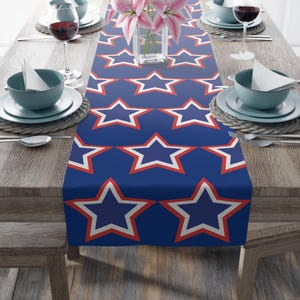 Patriotic Star Table Runner: 4th of July Red White Blue Decor
