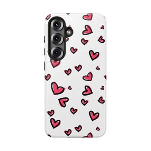 Heart Samsung Case - Cute Pink Love Pattern - Tough Phone Cover for Her - Romantic Gift or Valentine&#39;s Day Accessory