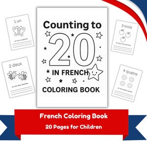 French Numbers Coloring Book: Count to 20, Preschool Learning (Printable PDF)