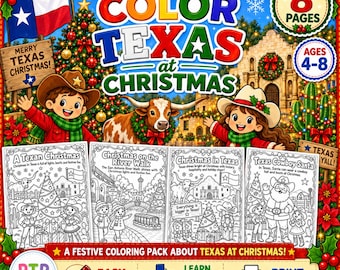Christmas Coloring Pages for Kids | Texas Christmas Coloring Activity | Holiday Printable PDF Ages 4–8