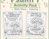 Psalm 1 Activity Pack Kids Bible Verse Coloring Page Scripture Poem Printable 4 Page Christian Kids Worksheet Sunday School Homeschool PDF